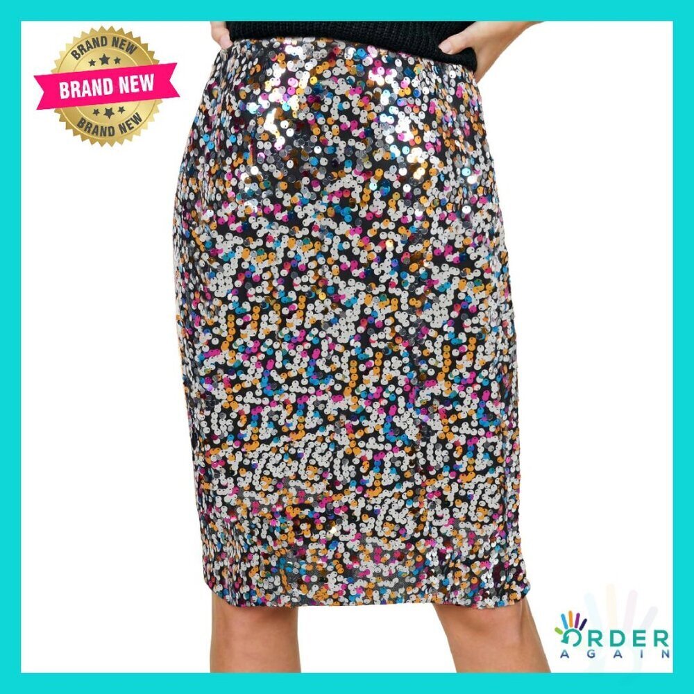 High Waist Sparkly Sequins Midi Pencil Skirt Elegant Cocktail Party Wear